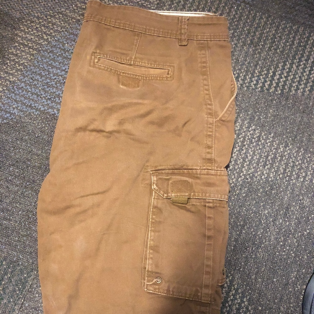 Rustic Blue - Brown Khaki Cargo Short. Size 36